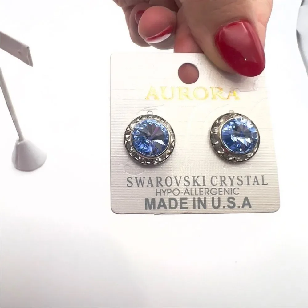 Swarovski Hypo-Allergenic Silver and Blue Earrings